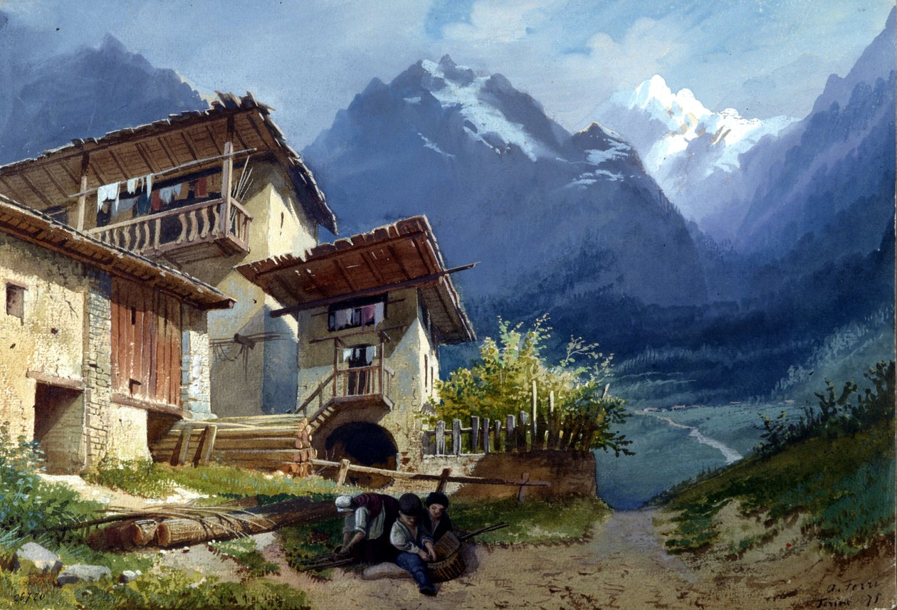 Lavastus oopperaan "Linda di Chamounix", Gaetano Donizetti, Torino, 1875 tekijältä Augusto Ferri