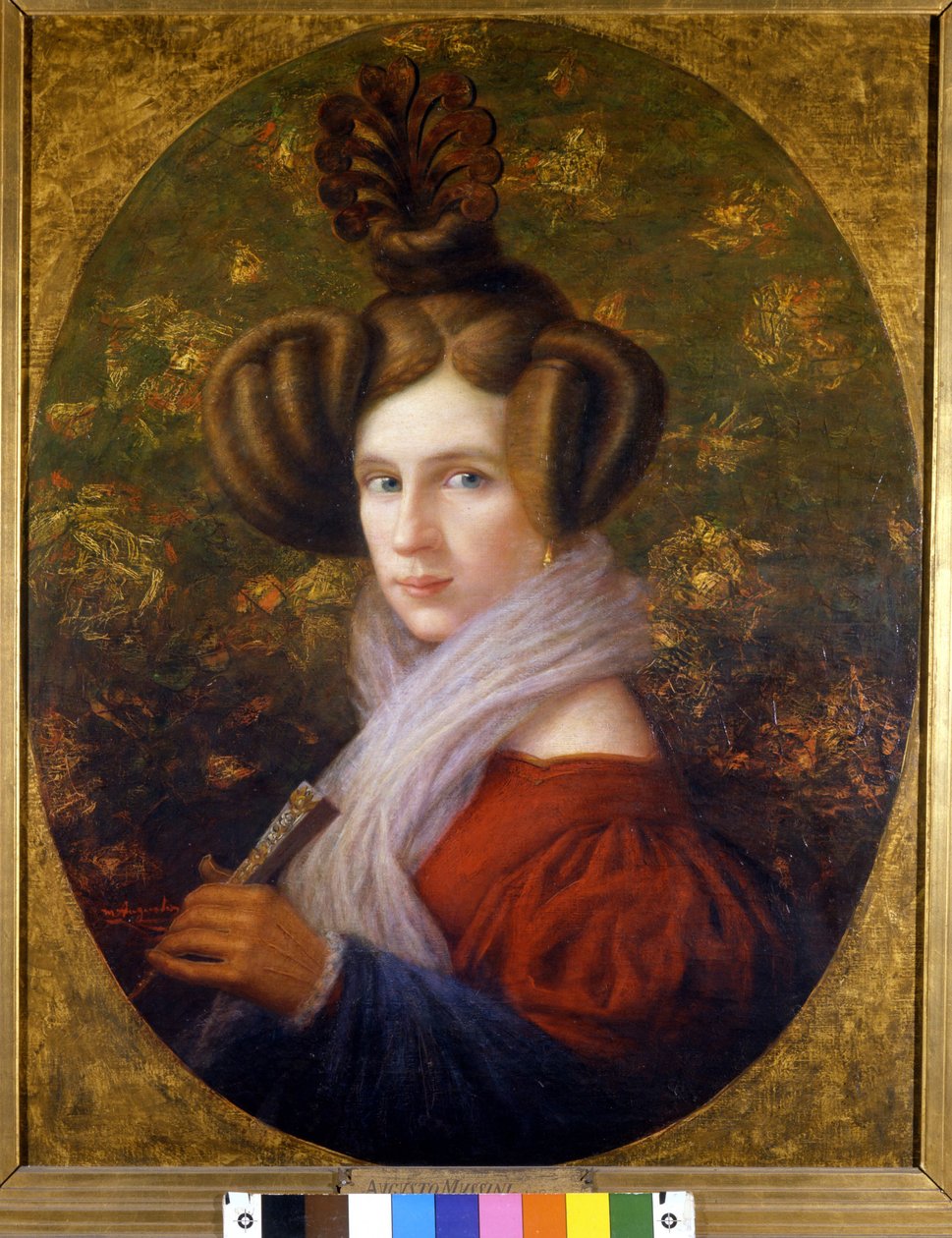 Giuseppe Verdin muotokuva Margherita Barezzin (1814-1840) ensimmäisestä vaimosta. A. Mussinin maalaus. Scala museo. Milano tekijältä Augusto Mussini