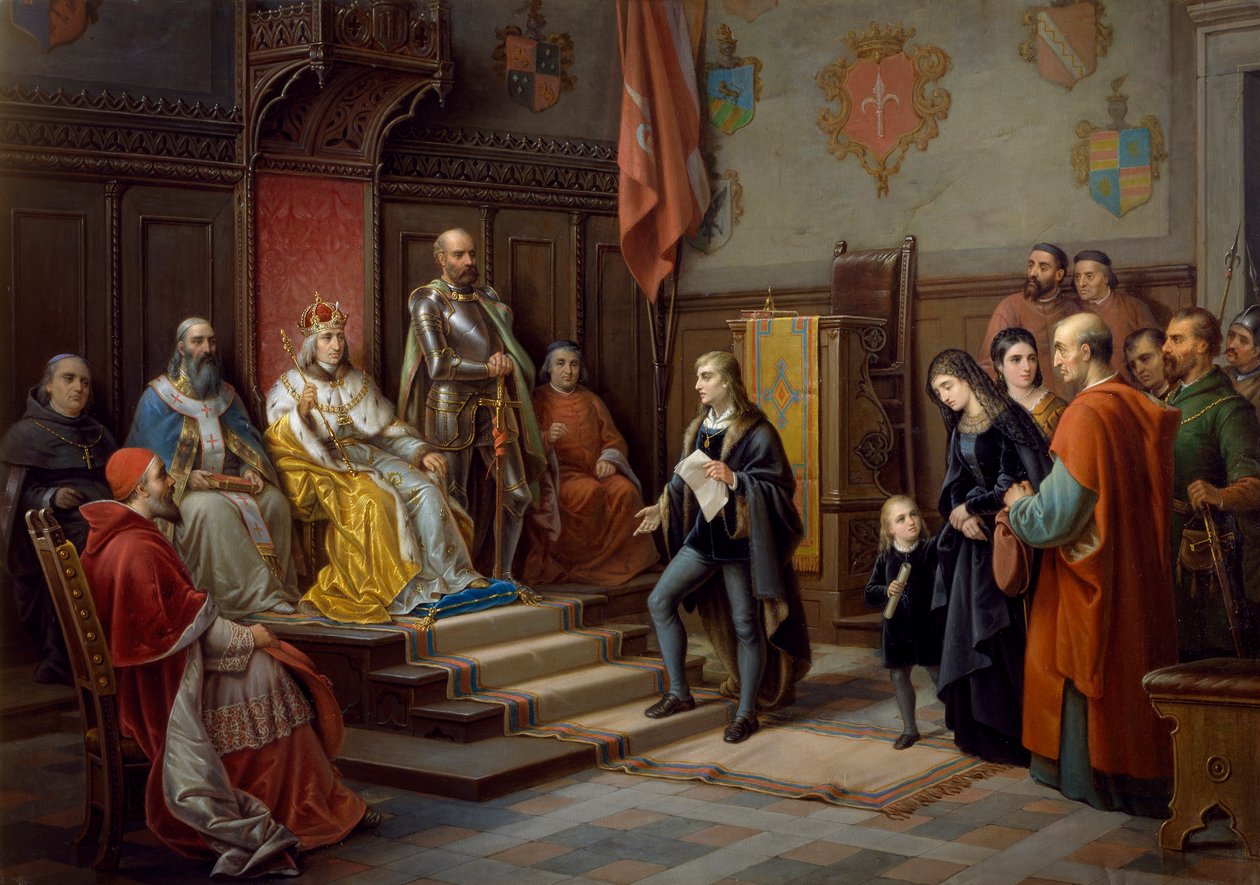 Fredrik III, Triesten runoilija Raffaele Zovenzonin painostama marssimaan turkkilaisia vastaan, Augusto Tominzin (1818-1883) maalaus tekijältä Augusto Tominz