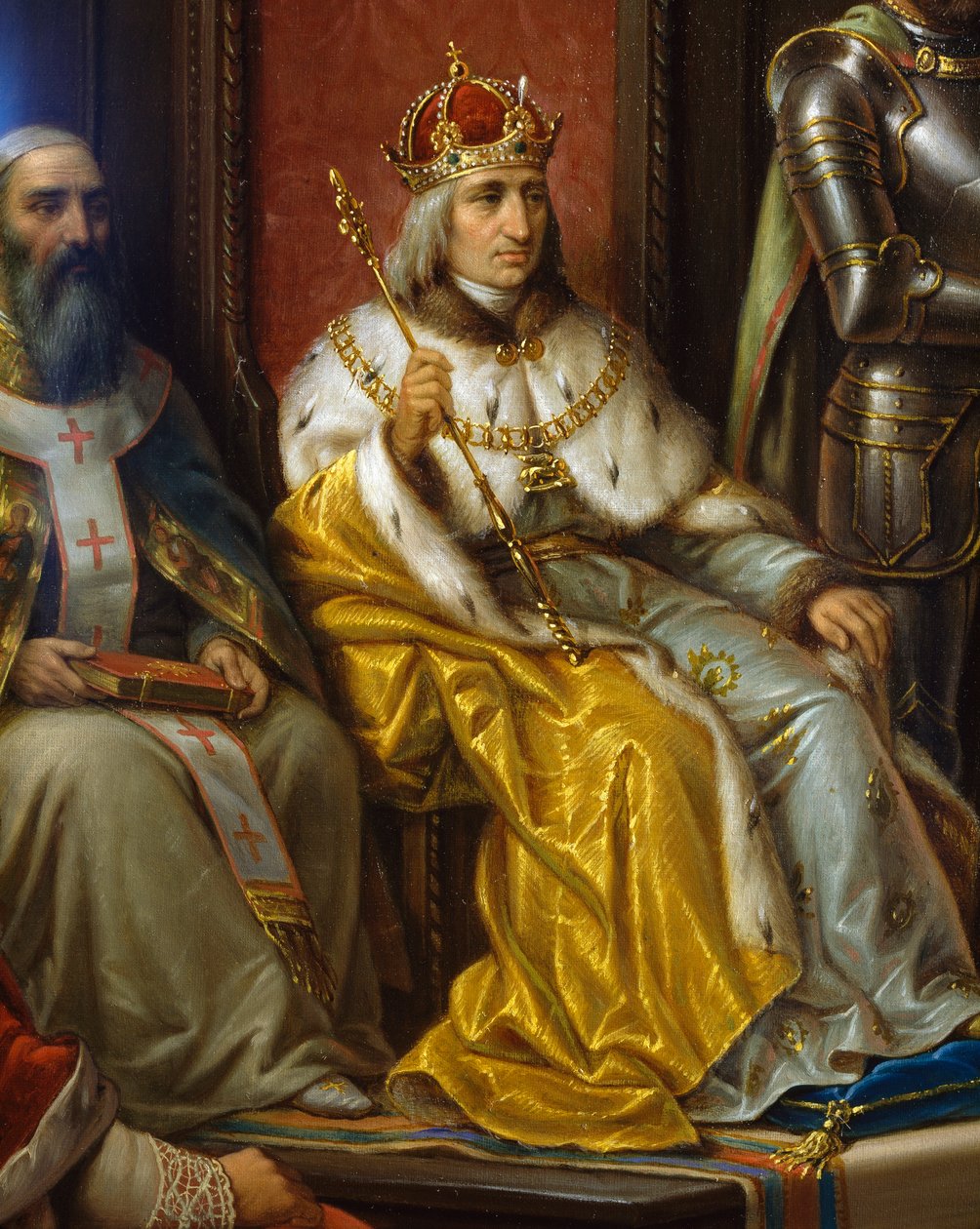Fredrik III, Triesten runoilija Raffaele Zovenzoni painosti marssimaan turkkilaisia vastaan, yksityiskohta, Augusto Tominz (1818-1883) tekijältä Augusto Tominz