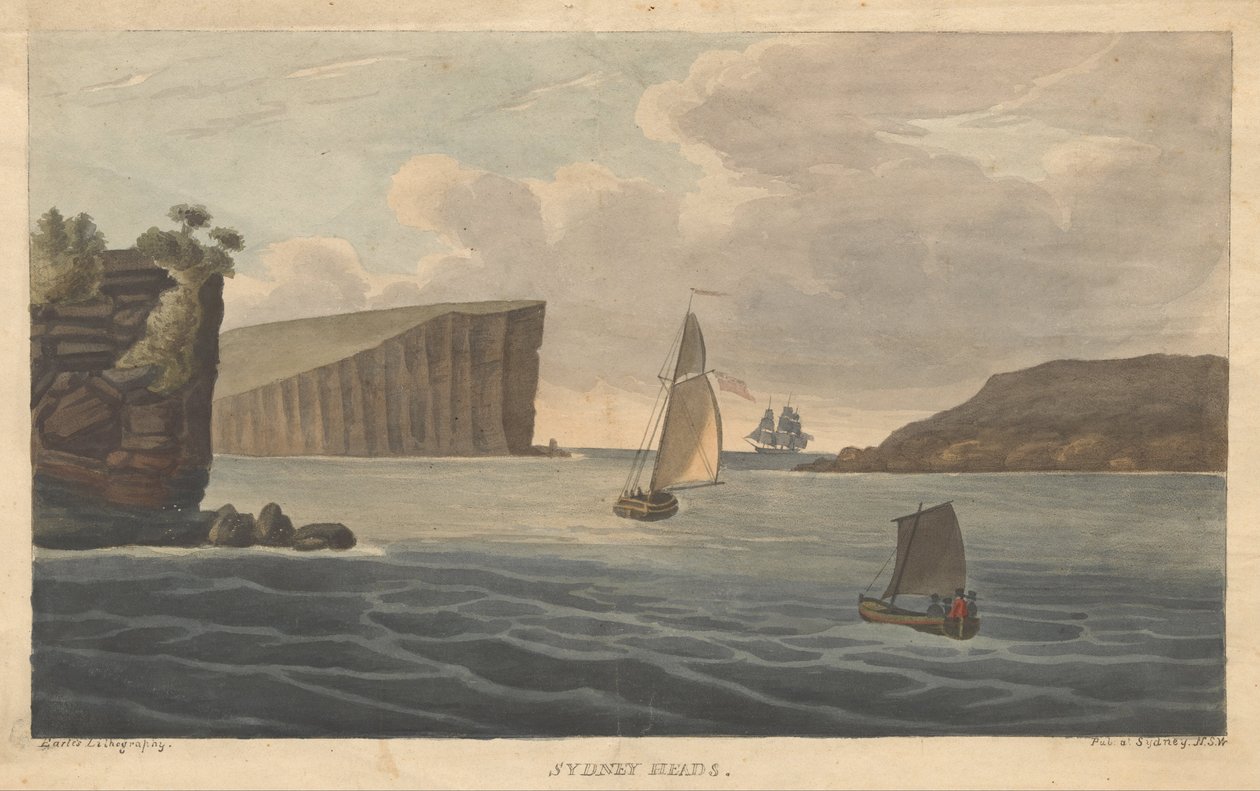 Sydney HeadsEarle, Augustus. Näkymät Australiassa. Sydney- Earle-litografia, 1826. tekijältä Augustus Earle