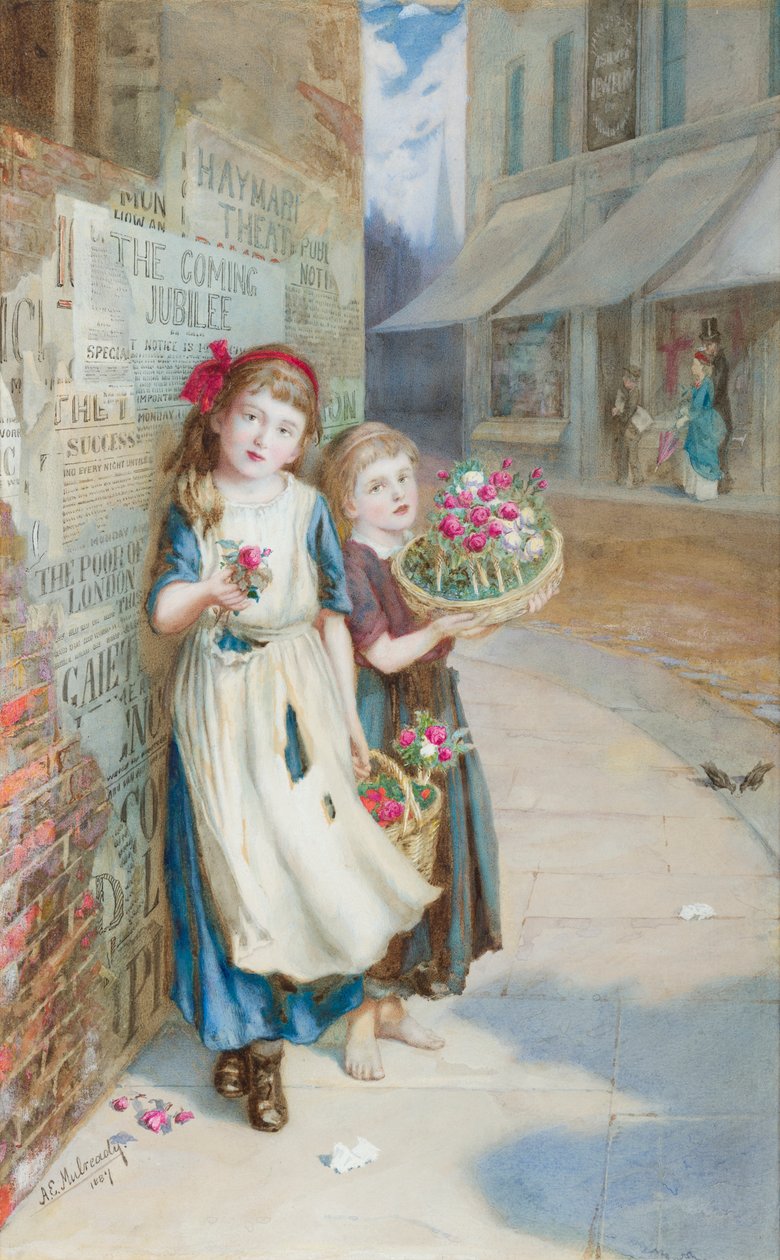Pienet kukkakauppiaat tekijältä Augustus Edward Mulready