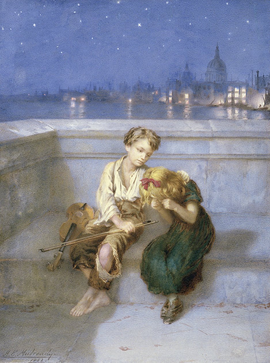 Waterloo Bridgellä, Lontoossa (wc paneelissa) tekijältä Augustus Edward Mulready