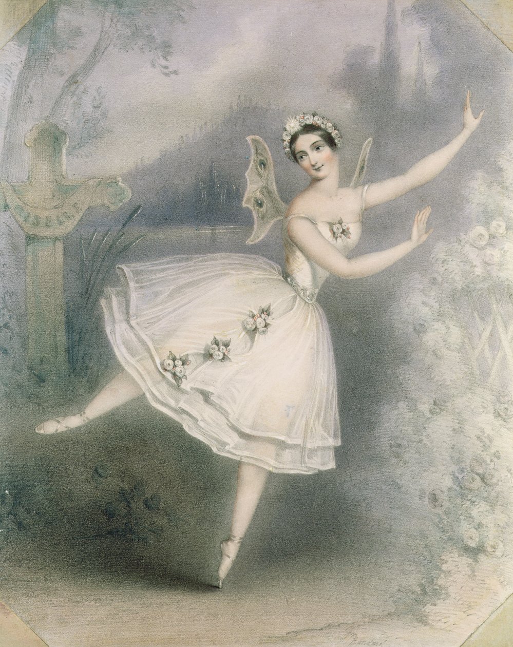 Carlotta Grisi (1819-99) Gisellenä, Pariisi, n. 1841 tekijältä Augustus Jules Bouvier