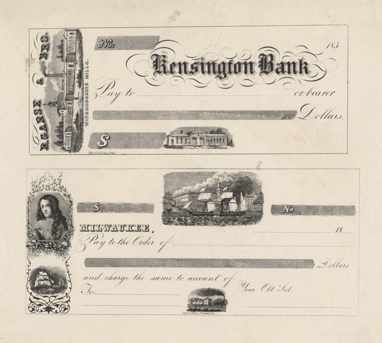 Kensington Bankin seteli, 1850 tekijältä Augustus Kollner