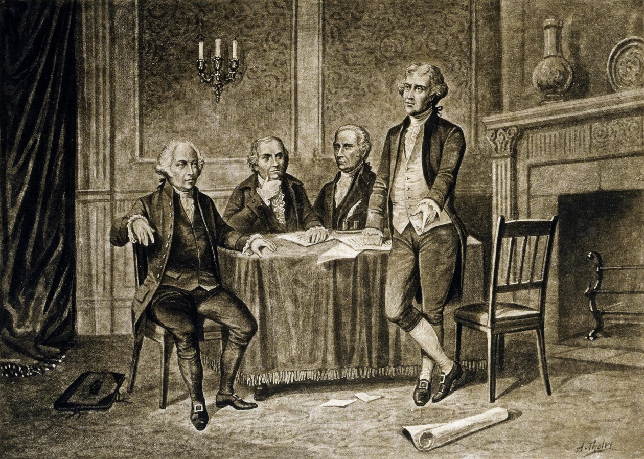 Ensimmäisen Manner-Euroopan kongressin johtajat, 1774, julkaistu n. 1894 kaiverrus tekijältä Augustus Tholey