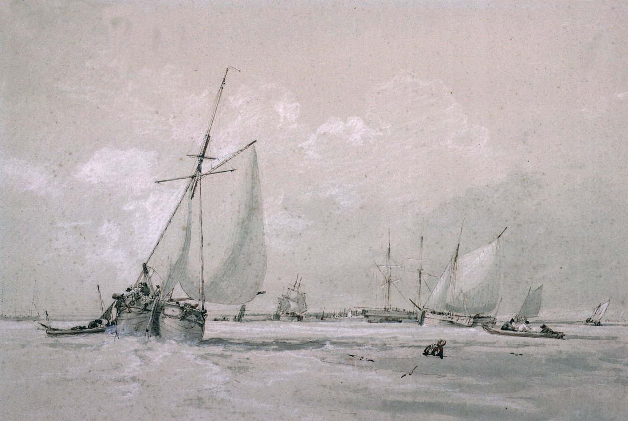 Fishing Smack valehtelee (piirustus) tekijältä Augustus Wall Callcott