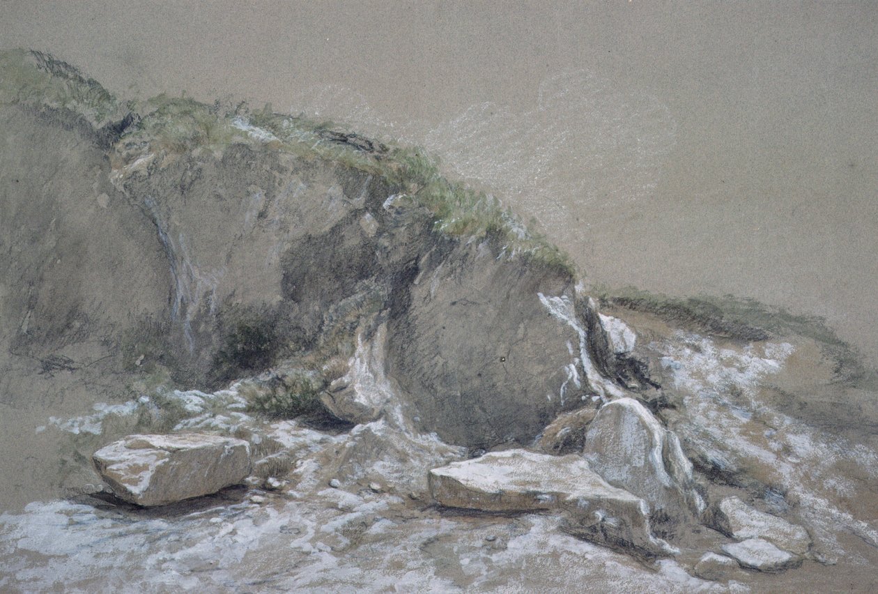 Kivet ja meri, Isle of Wight, (piirustus) tekijältä Augustus Wall Callcott