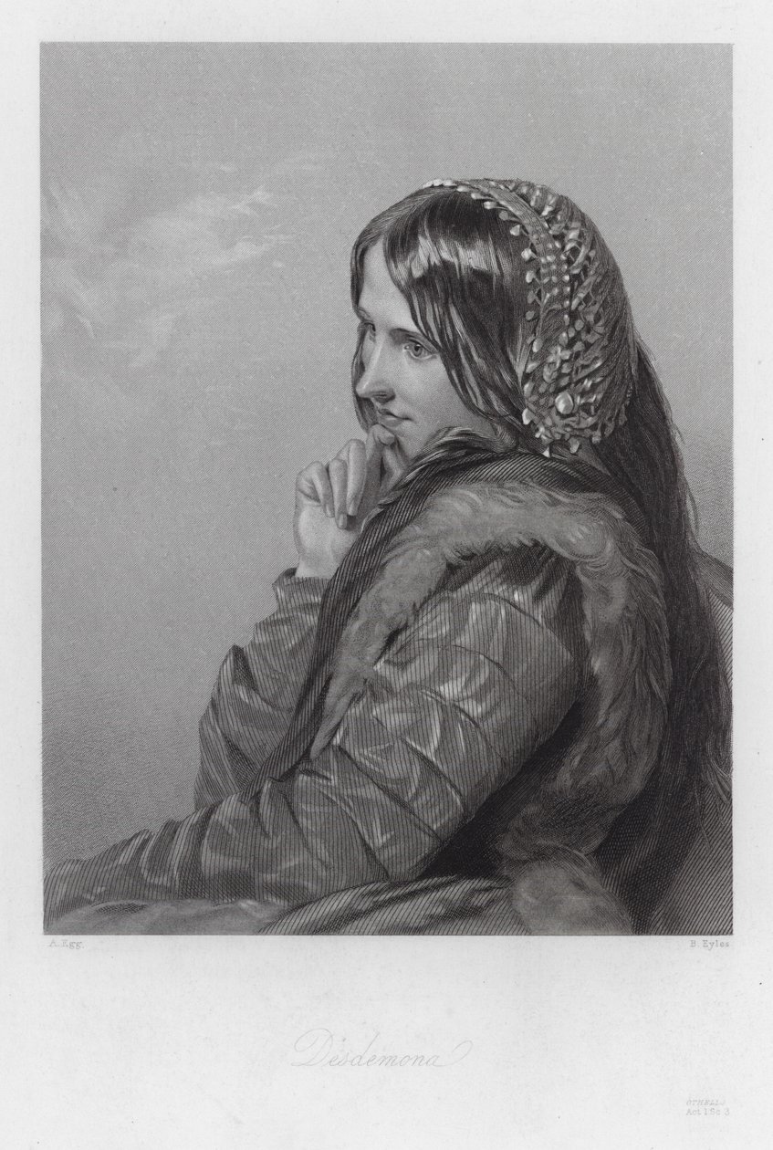 Desdemona, hahmo Othellossa (kaiverrus) tekijältä Augustus (after) Egg