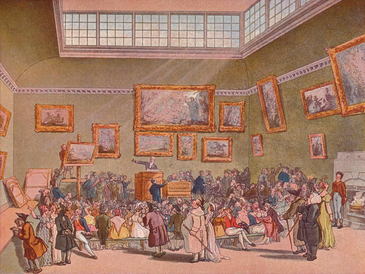 Christies Auction Rooms, 1790, 1901 tekijältä Augustus Charles Pugin