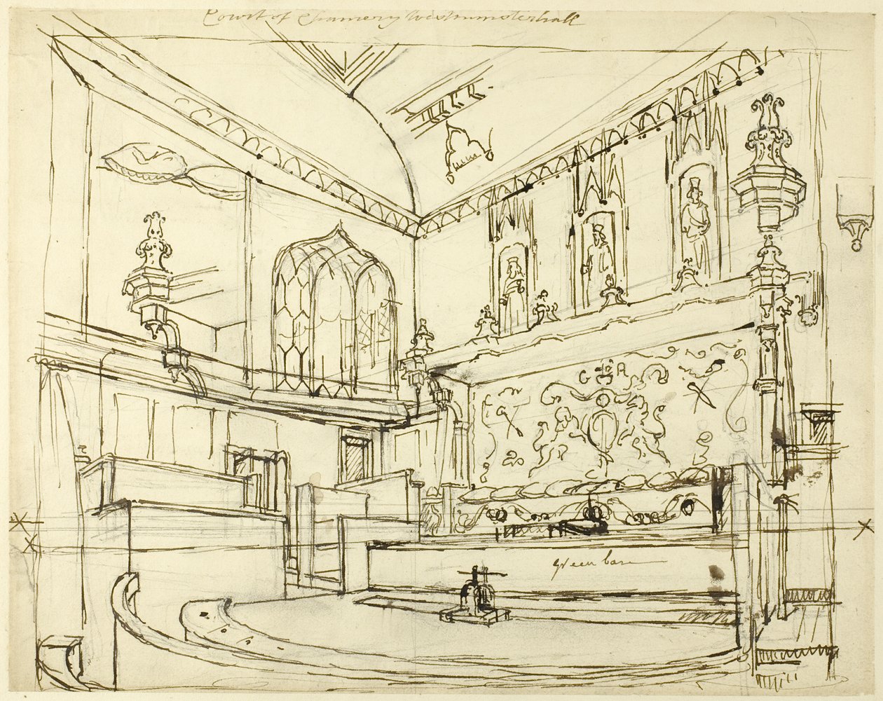 Court of Chancery, Westminster Hall tekijältä Augustus Charles Pugin