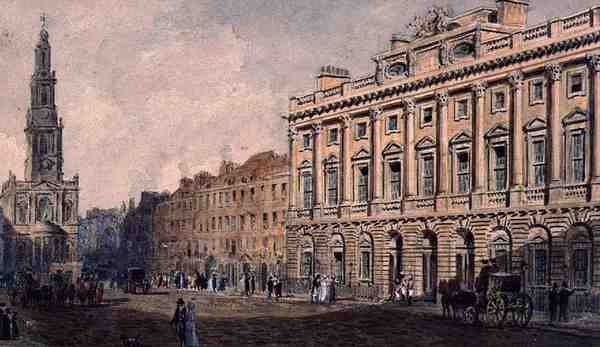 Somerset House (akvarelli paperille) tekijältä Augustus Charles Pugin