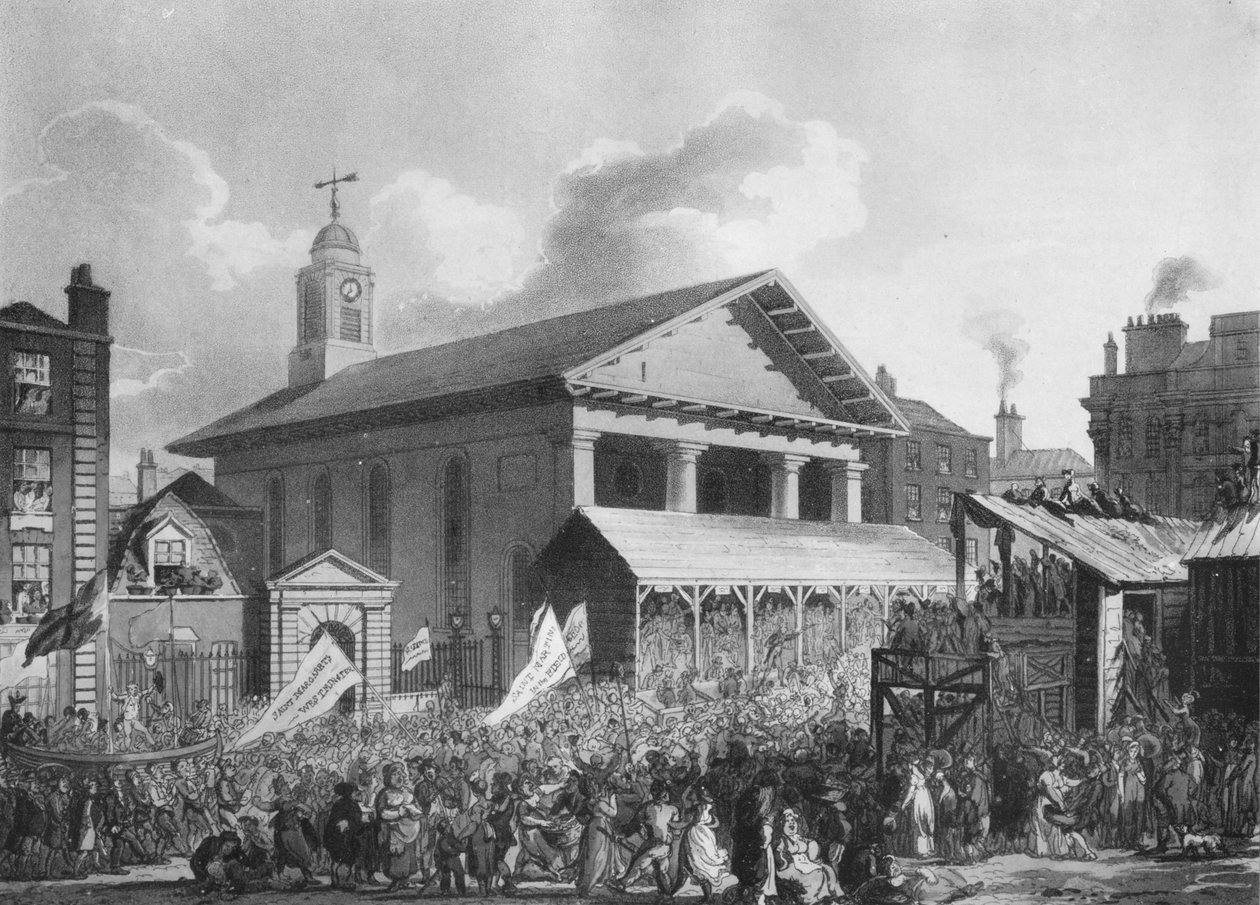 St Pauls Church, Covent Garden Market, Westminsterin vaalien aikana vuonna 1808 1911 tekijältä Augustus Charles Pugin