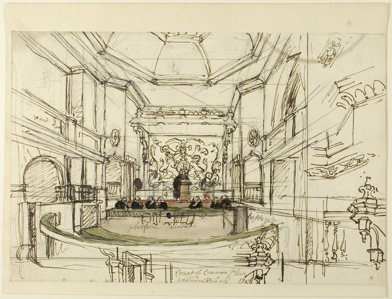 Court of Common Pleas, Westminster Hall, Lontoon mikrokosmoksesta peräisin oleva opus tekijältä Augustus Charles Pugin