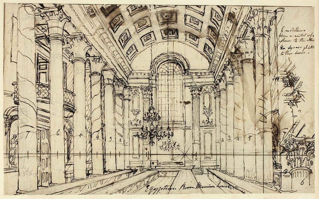 Opinto Egyptian Hall Mansion Houselle, Microcosm of London tekijältä Augustus Charles Pugin