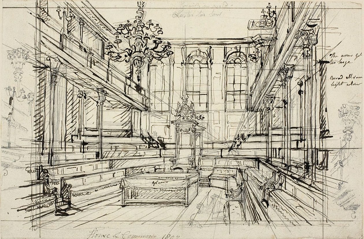 Tutkimus House of Commonsille, Microcosm of London tekijältä Augustus Charles Pugin