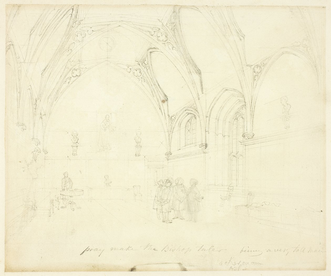 Tutkimus Lambethin palatsia varten, Lontoosta Microcosm of London (Mikrokosmos Lontoosta) tekijältä Augustus Charles Pugin