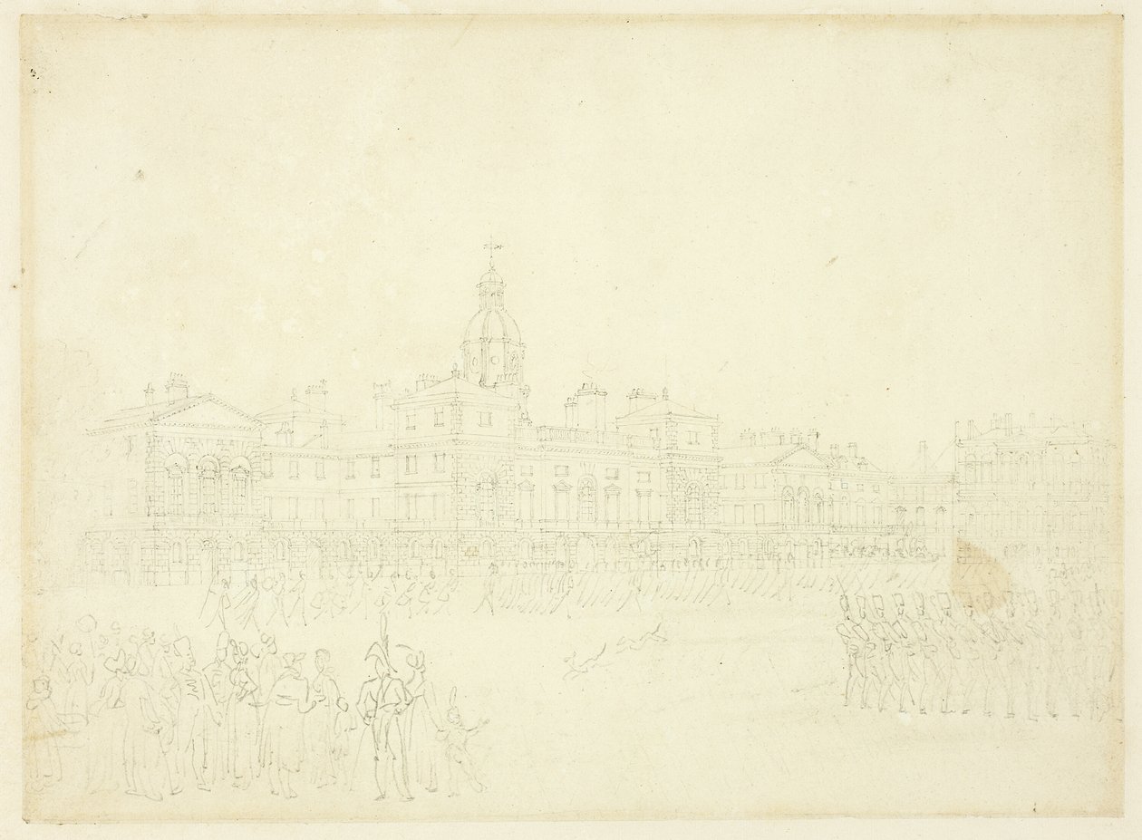 Tutkimus Mounting Guardille, St James Park, Microcosm of London tekijältä Augustus Charles Pugin