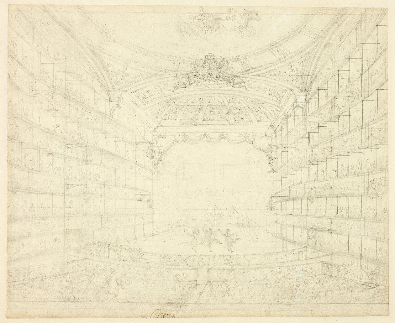 Opiskelu Opera Houselle, Microcosm of London tekijältä Augustus Charles Pugin