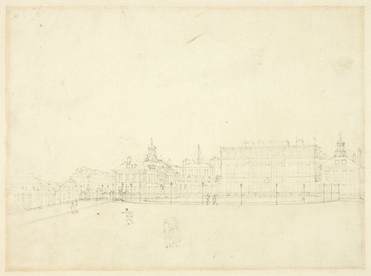 Kuningattaren palatsia, St. James Parkia varten tehty tutkimus. tekijältä Augustus Charles Pugin