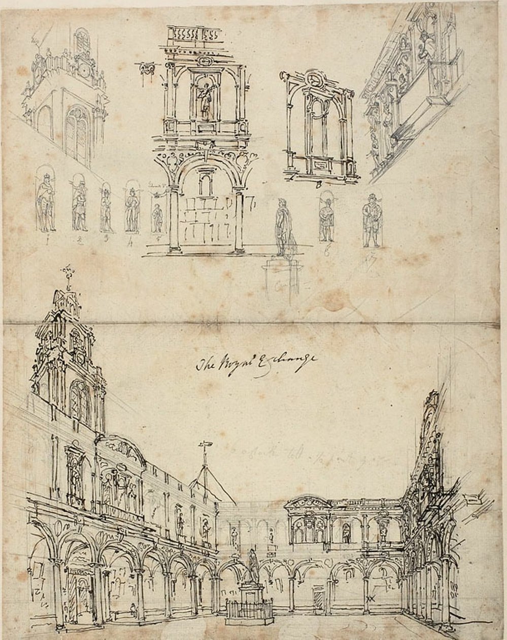 Tutkimus Royal Exchangelle, Microcosm of London tekijältä Augustus Charles Pugin