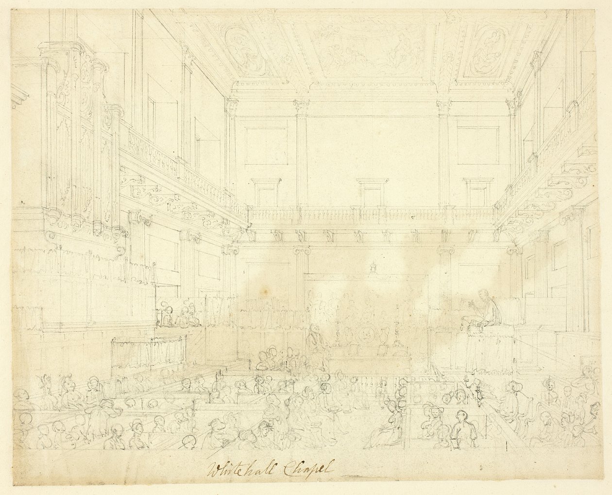 Tutkimus Whitehall Chapelille, Microcosm of London tekijältä Augustus Charles Pugin