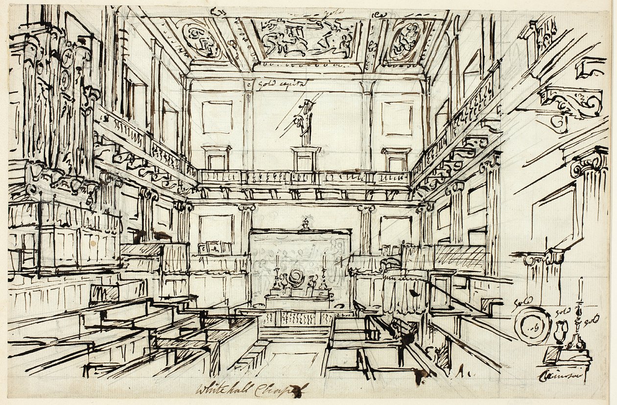 Tutkimus Whitehall Chapelille, Microcosm of London tekijältä Augustus Charles Pugin