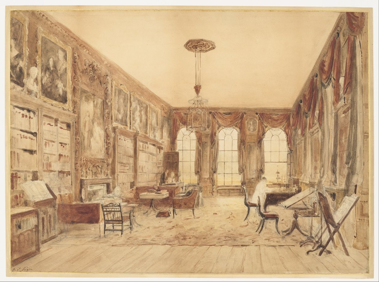 Cassioburyn kirjaston sisustus tekijältä Augustus Charles Pugin