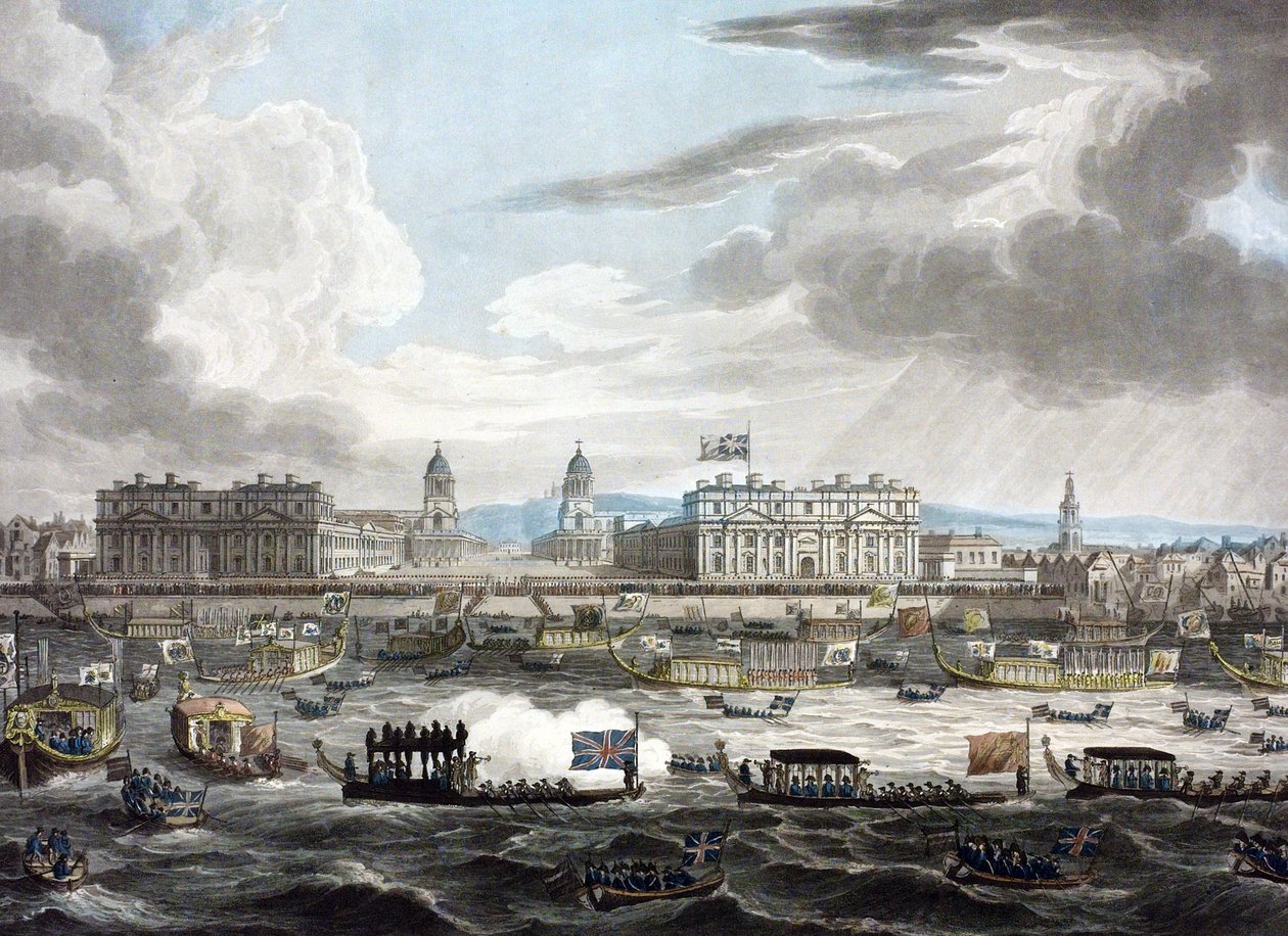Edesmenneen lordi varakreivi Horatio Nelsonin (1758-1805) hautajaiskulkue. tekijältä Augustus Charles Pugin