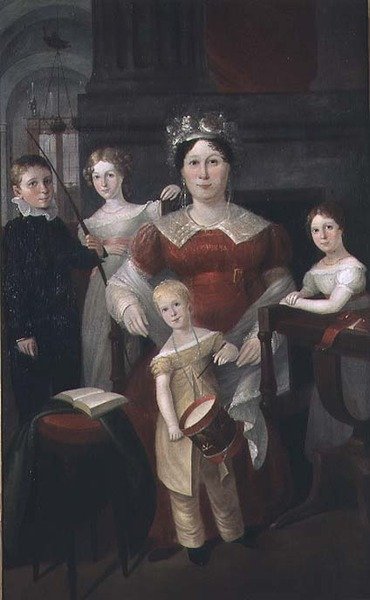 Rouva John Piperin ja perheen muotokuva, n. 1826 tekijältä Augustus Earle
