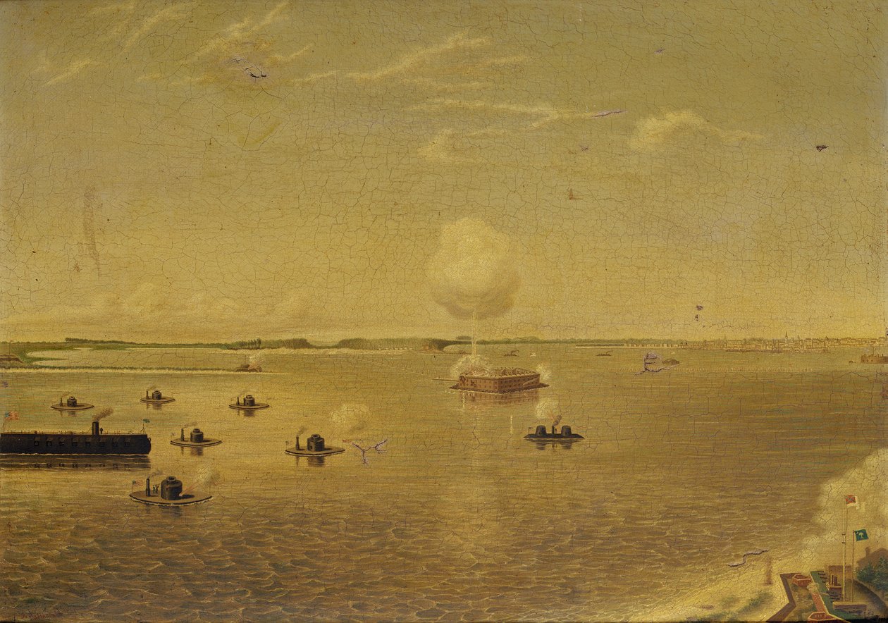 Hyökkäys Fort Sumteriin, 7. huhtikuuta 1863, n. 1863 (öljy kankaalle) tekijältä Augustus Grinevald