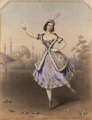 Fanny Cerrito (1817-1909) elokuvassa "La Lituana" (litho) tekijältä Augustus Jules Bouvier