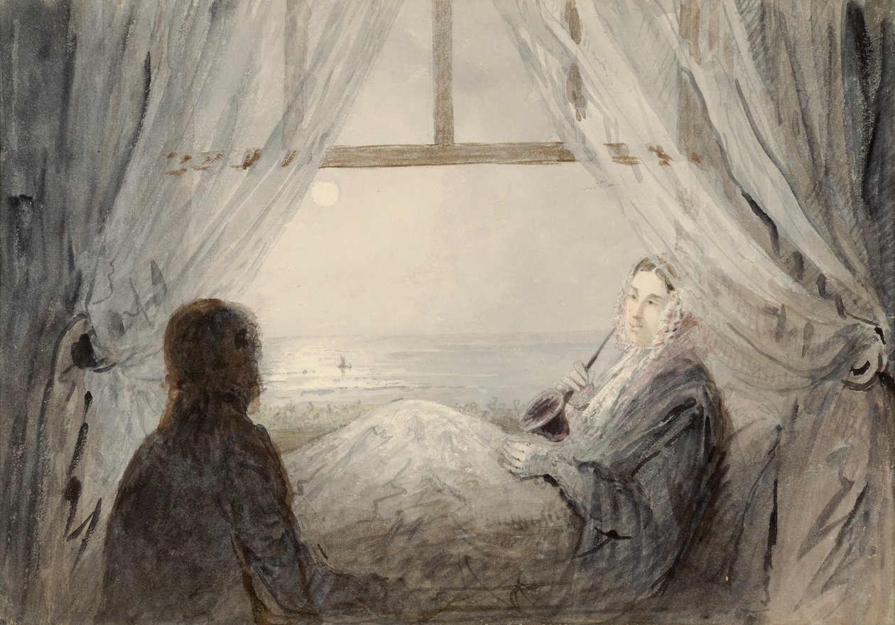 Muotokuva Harriet Martineausta sohvalla, 1844 (wc paperilla) tekijältä Augustus Leopold Egg