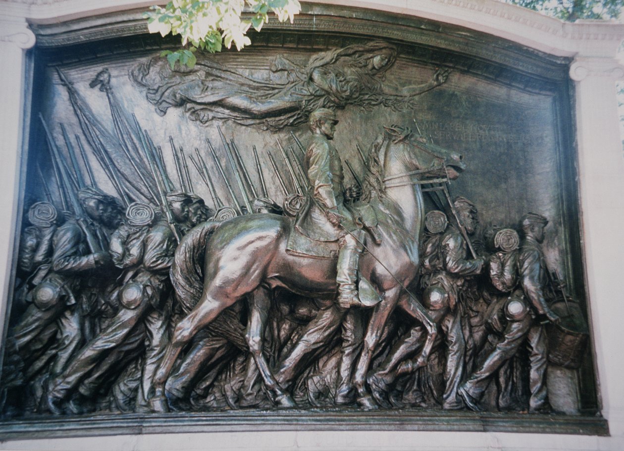 Robert Gould Shaw (1837-63) muistomerkki afrikkalais-amerikkalaiselle 54. Massachusettsin rykmentille tekijältä Augustus Saint Gaudens