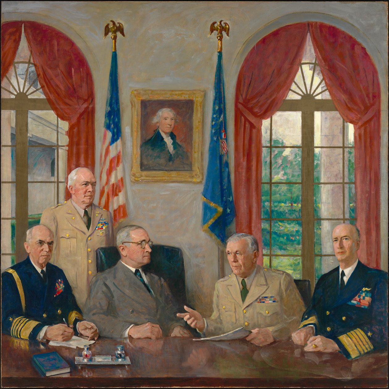 Truman ja hänen sotilaalliset neuvonantajansa, 1949. tekijältä Augustus Vincent Tack