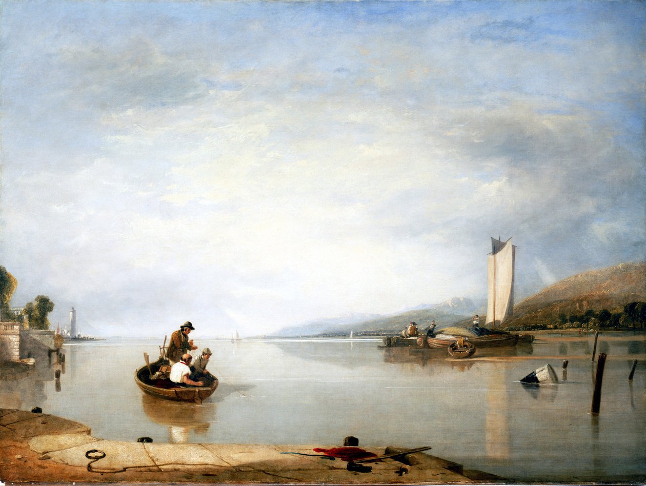 Kalastuskohtaus Cowesin linnan lähellä (Englanti). Sir Augustus Wall Callcottin (1779-1844) öljy kankaalle. tekijältä Augustus Wall Callcott
