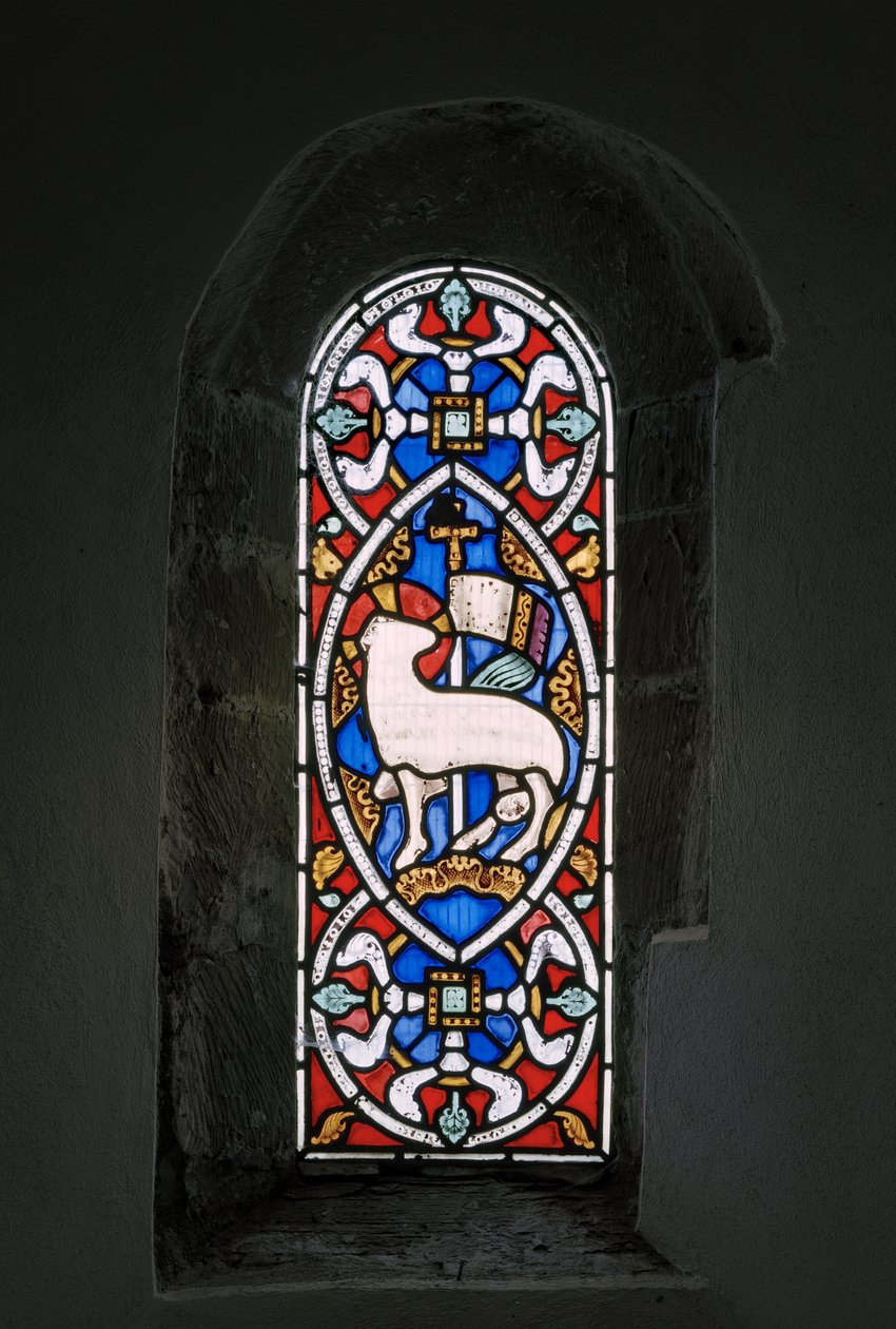 Agnus Dei, Jumalan Karitsa, 1849 (lasimaalauksia) tekijältä Augustus Welby Northmore Pugin