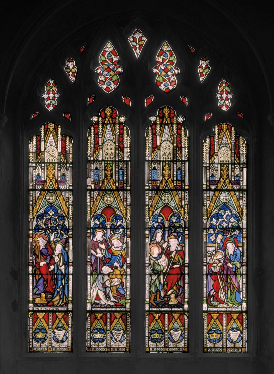 Raamatullisia kohtauksia Daavidista ja Saulista, 1852 (lasimaalauksia) tekijältä Augustus Welby Northmore Pugin
