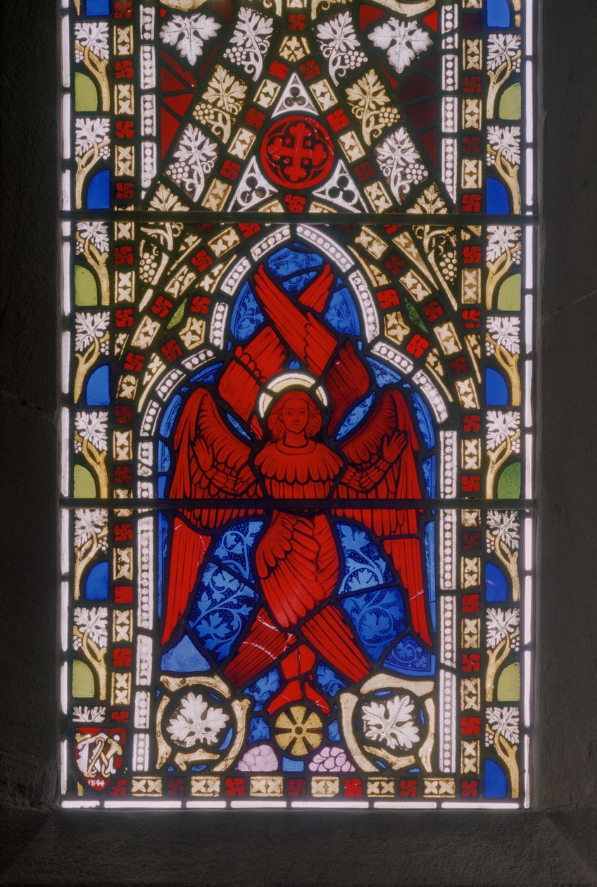 Kristus ja serafi, yksityiskohta, noin 1844 (lasimaalauksia). tekijältä Augustus Welby Northmore Pugin