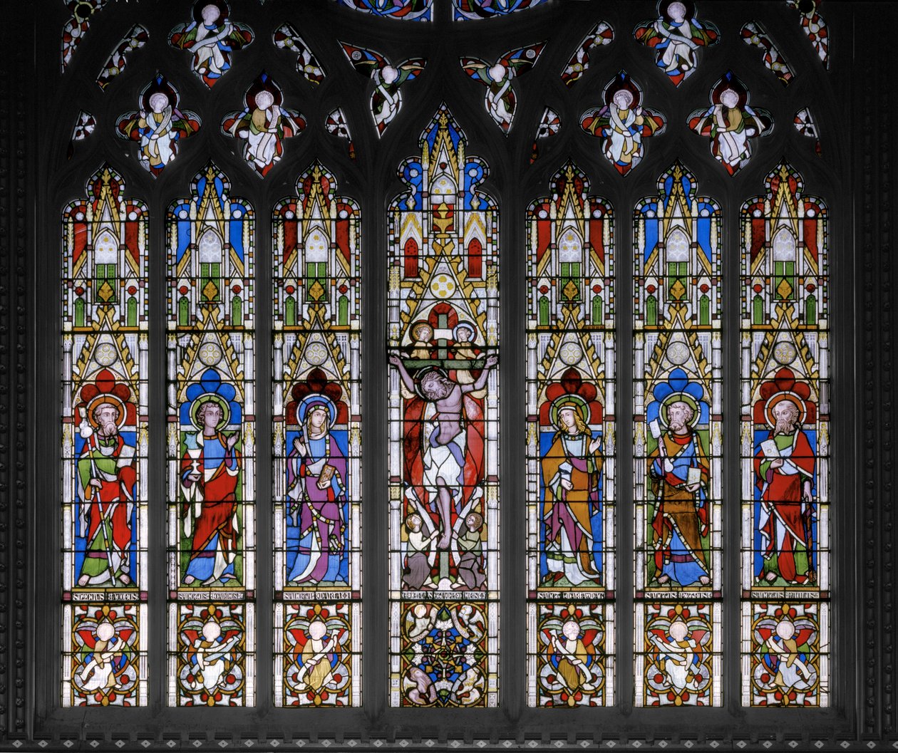 Ristiinnaulitseminen pyhimysten kanssa, 1851 (lasimaalauksia) tekijältä Augustus Welby Northmore Pugin