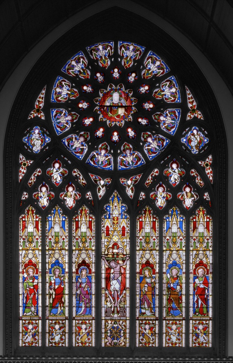 Ristiinnaulitseminen pyhimysten kanssa, 1851 (lasimaalauksia) tekijältä Augustus Welby Northmore Pugin