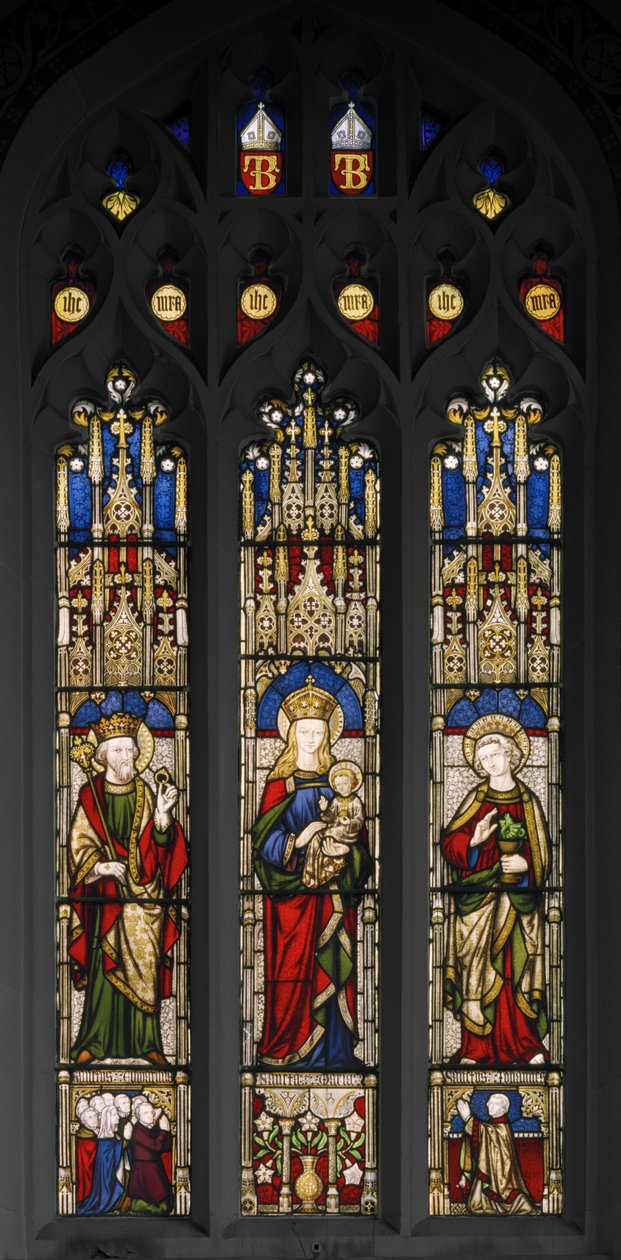 Edward Tunnustaja, Neitsyt ja lapsi sekä Johannes evankelista, 1846 (lasimaalauksia). tekijältä Augustus Welby Northmore Pugin