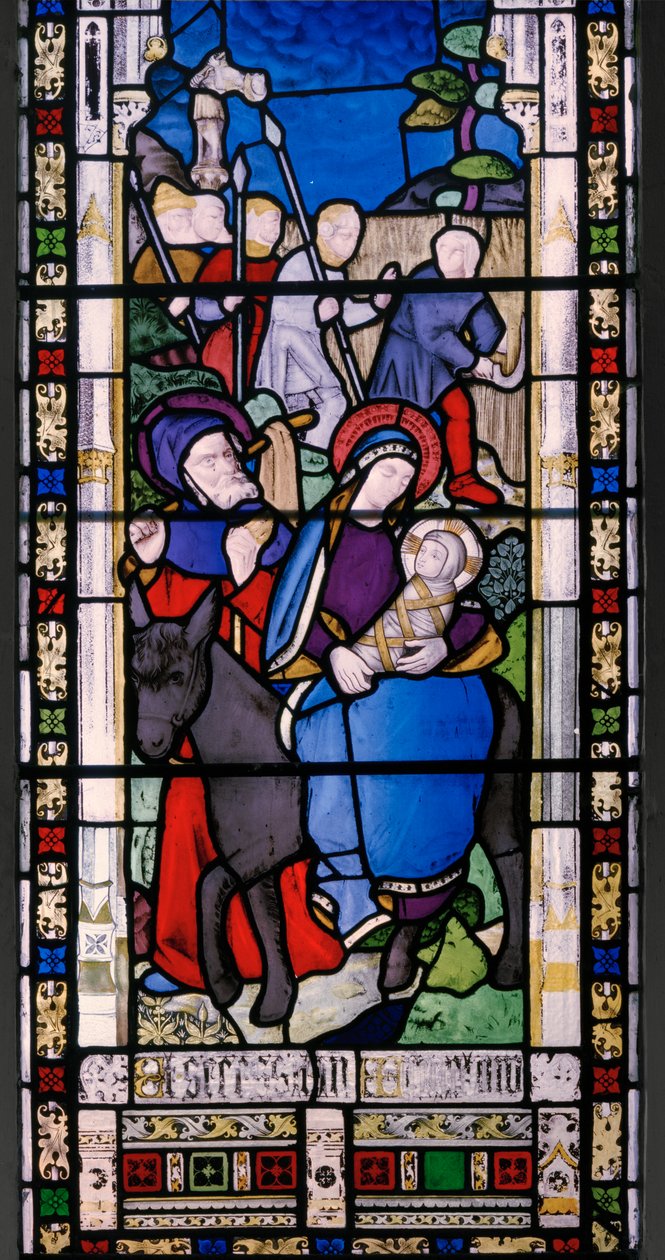 Lento Egyptiin, yksityiskohta, 1853 (lasimaalauksia) tekijältä Augustus Welby Northmore Pugin