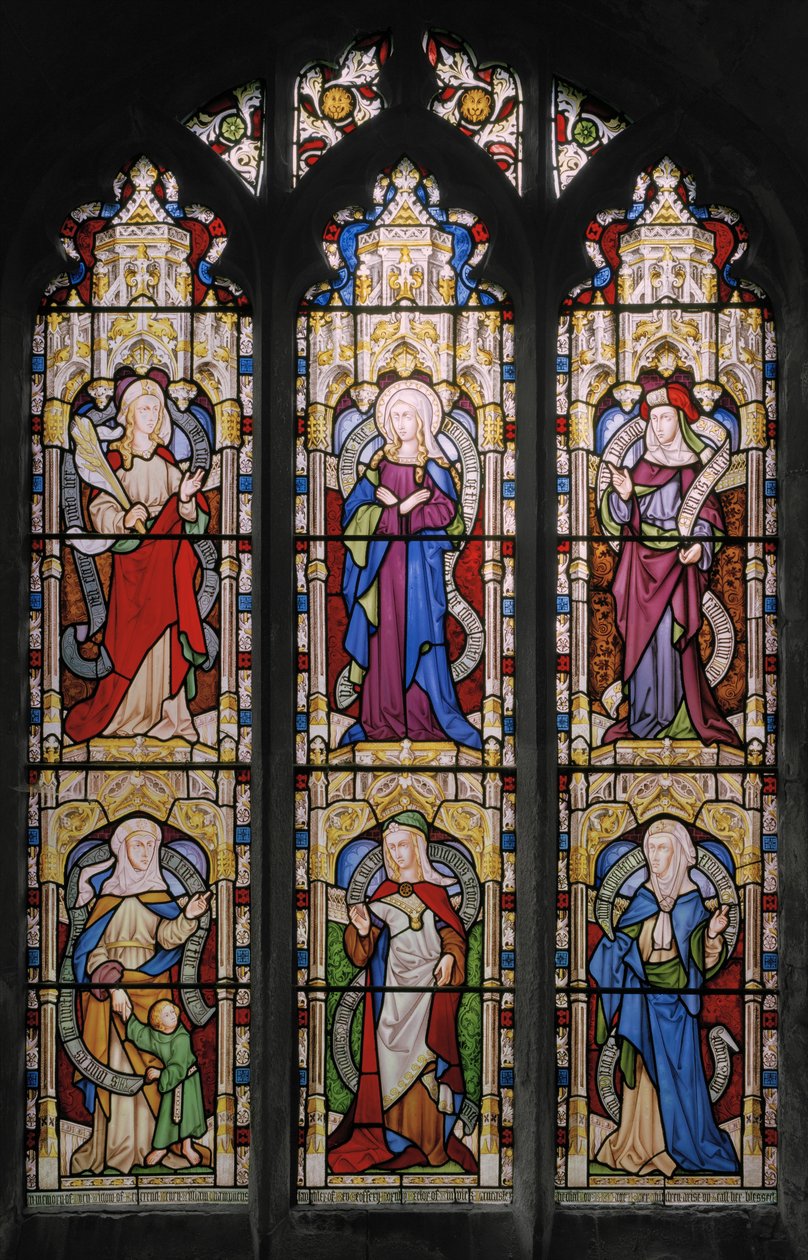 Ruth, Neitsyt Maria, Sarah, Hannah, Dorcas ja Anne, 1852 (lasimaalauksia). tekijältä Augustus Welby Northmore Pugin