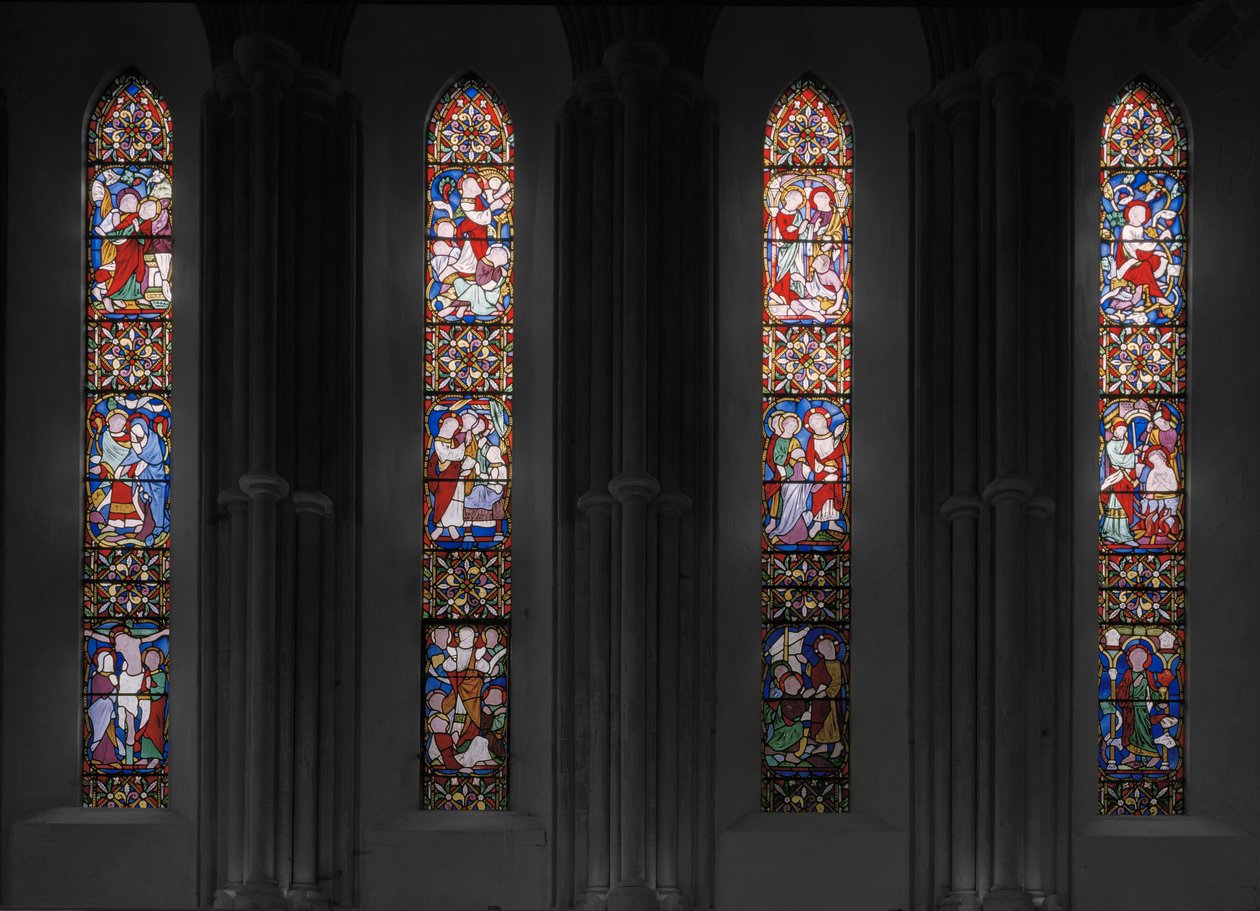 Kohtauksia Kristuksen elämästä, itäikkuna, 1853 (lasimaalauksia) tekijältä Augustus Welby Northmore Pugin