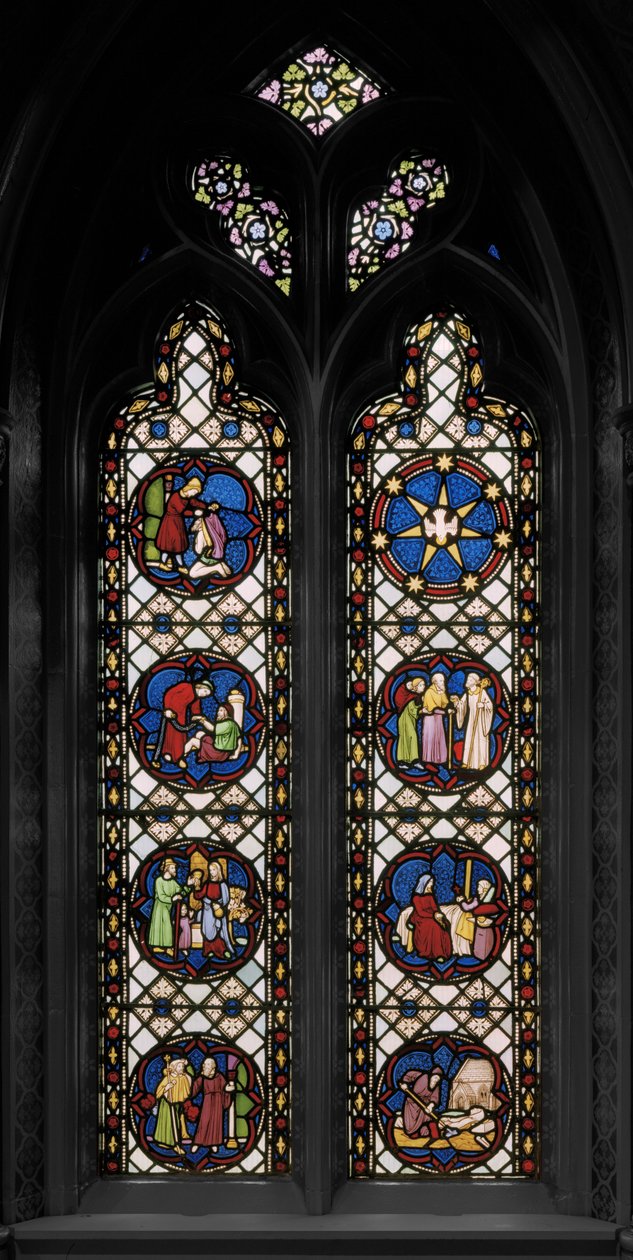 Seitsemän ruumiillista laupeudentekoa, noin 1845 (lasimaalauksia). tekijältä Augustus Welby Northmore Pugin