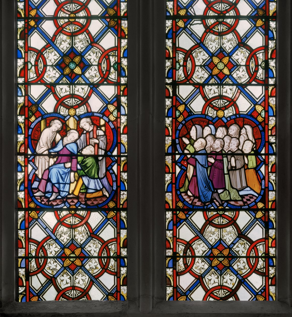 Pyhän Yrjön ikkuna, yksityiskohta, 1850 (lasimaalaukset) tekijältä Augustus Welby Northmore Pugin
