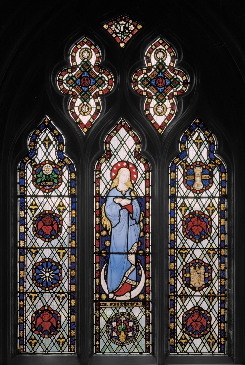 Neitsyt Maria, n.1845 (lasimaalauksia) tekijältä Augustus Welby Northmore Pugin