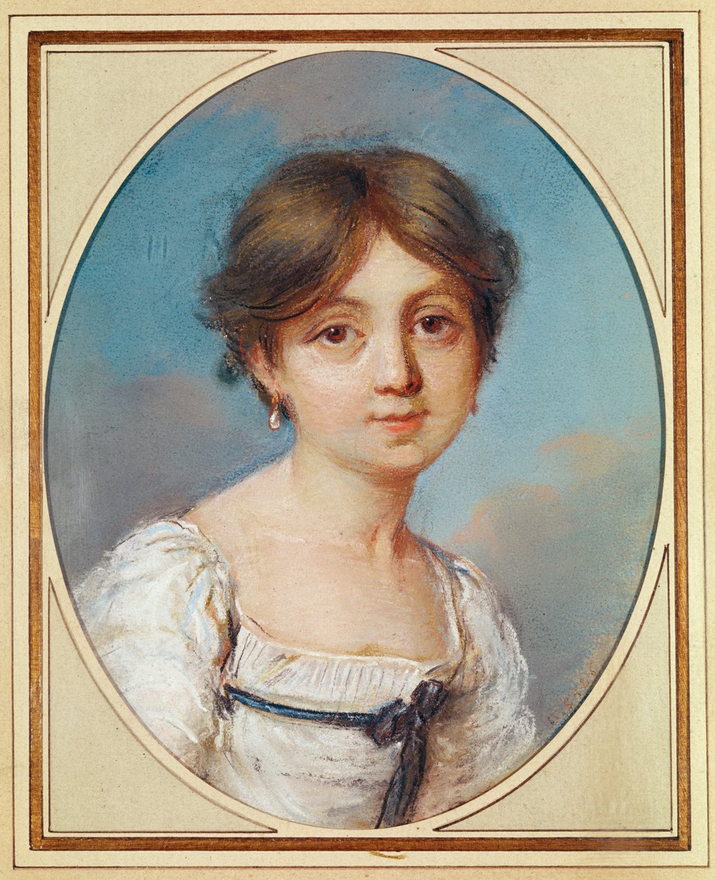 Amandine Aurore Lucile Dupin (1804-76) lapsena, n. 1809 (pastelli paperille) tekijältä Aurore Dupin de Francueil