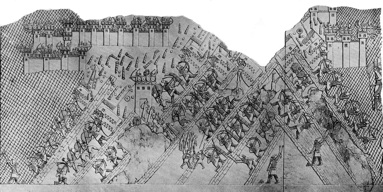 Hyökkäys Lachishin kaupunkiin 700-692 eKr., 1900-1920. tekijältä Austen Henry Layard